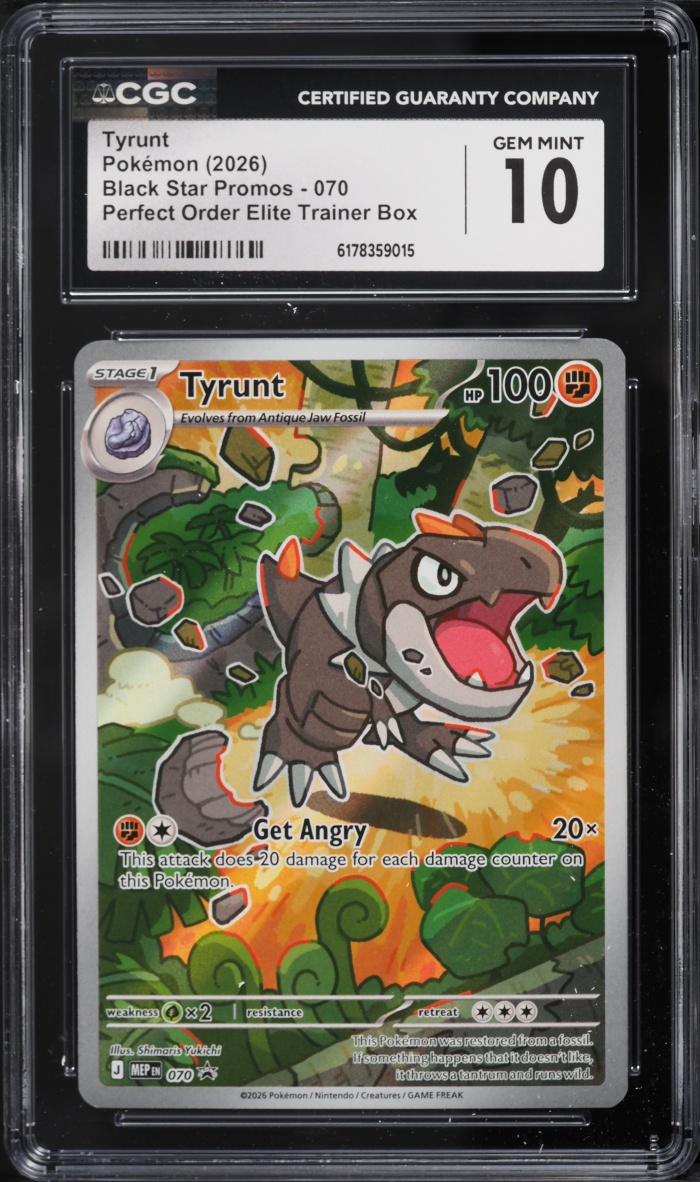 2026 Pokemon Mega Evolution Promo Perfect Order ETB Full Art Tyrunt #70 CGC 10 GEM MINT