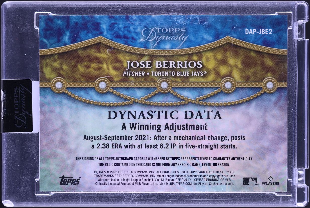 2022 Topps Dynasty Gold Jose Berrios PATCH AUTO 1/1 #DAP-JBE2