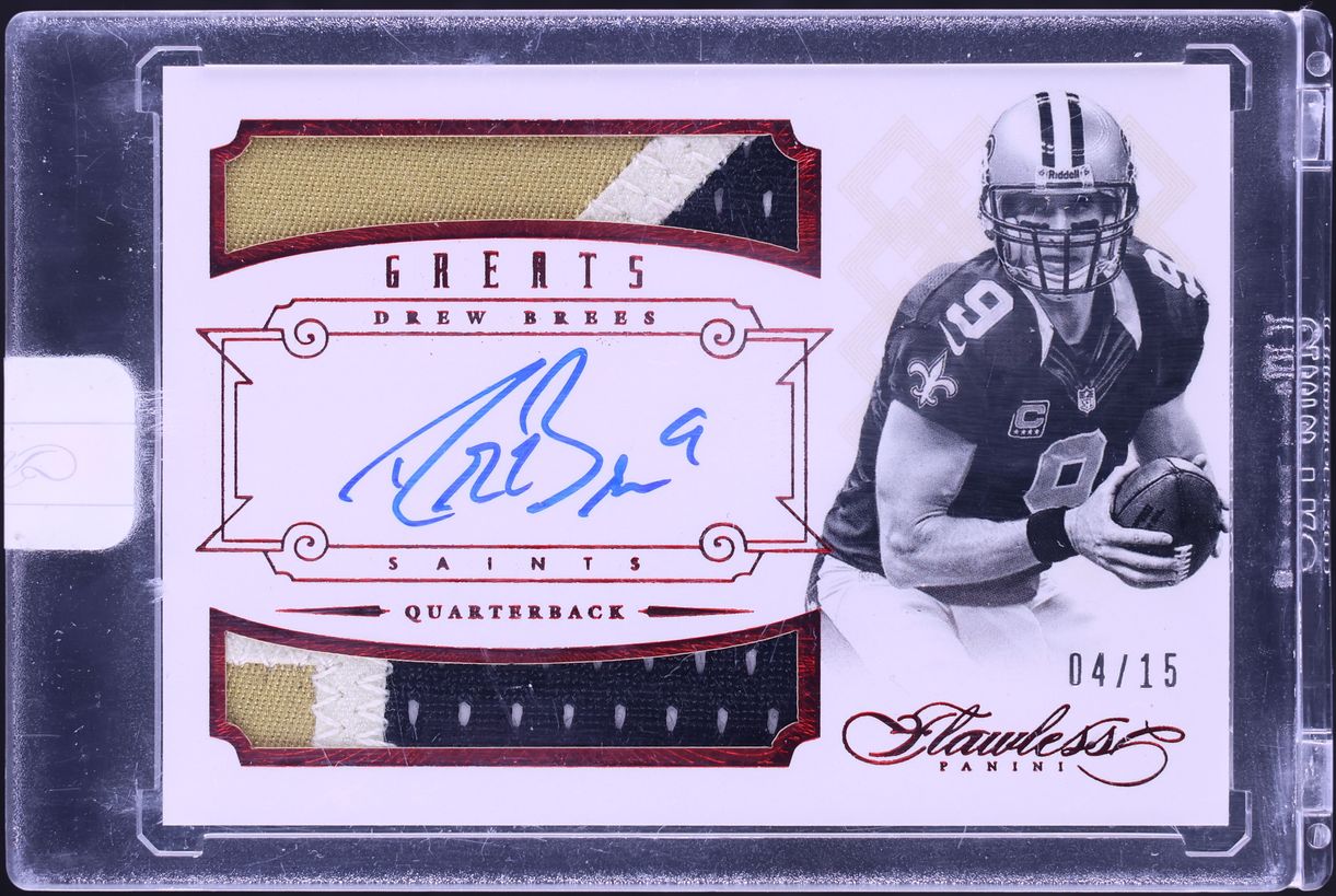 2014 Panini Flawless Greats Dual Ruby Drew Brees PATCH AUTO /15 #5 - Photo 1