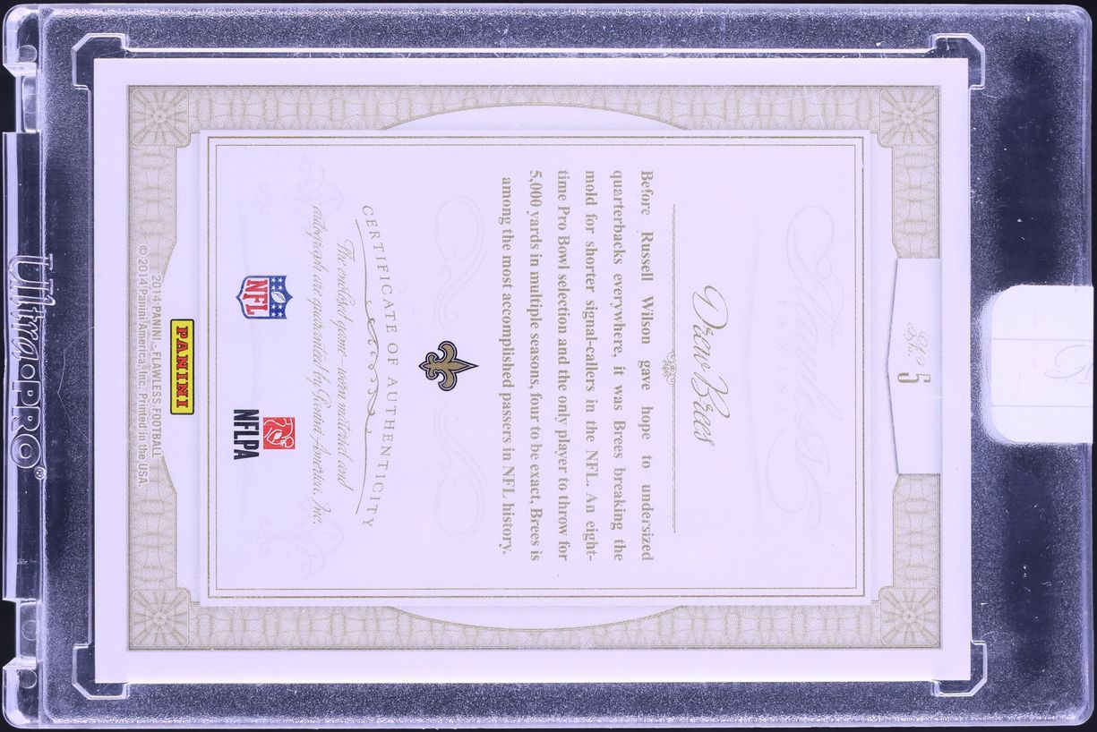2014 Panini Flawless Greats Dual Ruby Drew Brees PATCH AUTO /15 #5 - Photo 2
