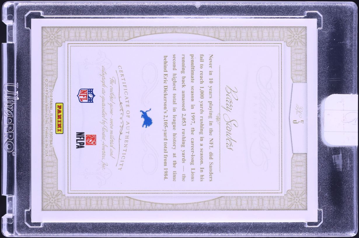 2014 Panini Flawless Greats Dual Barry Sanders PATCH AUTO /25 #3 - Photo 2