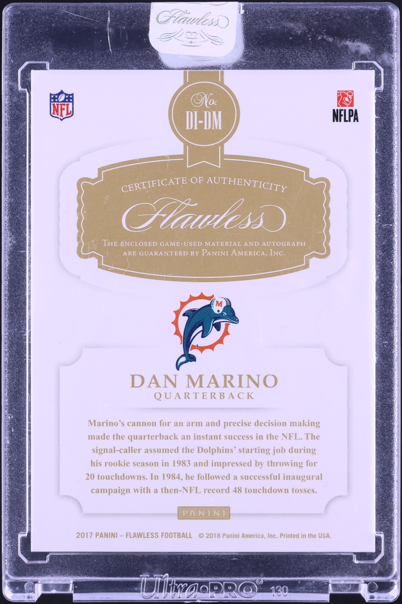 2017 Panini Flawless Distinguished Dan Marino PATCH AUTO 15/15 #DI-DM - Photo 2