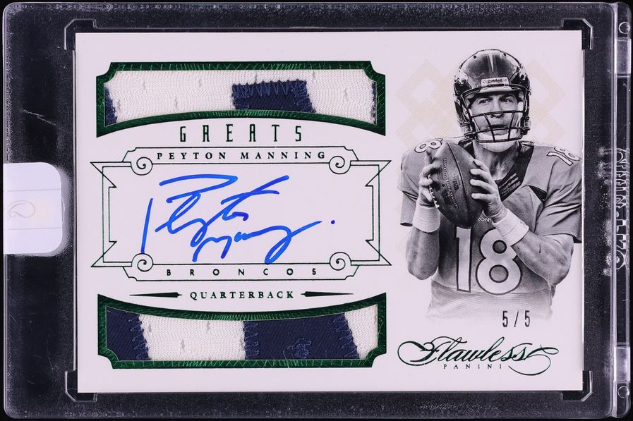 2014 Panini Flawless Greats Emerald Peyton Manning GAME WORN PATCH AUTO 5/5 #7
