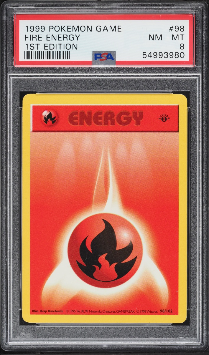 1999 Pokemon Base Set Shadowless 1st Edition Fire Energy #98 PSA 8 NM-MT