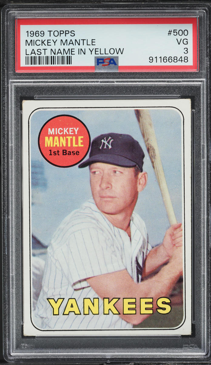 1969 Topps Mickey Mantle LAST NAME IN YELLOW #500 PSA 3 VG on Fanatics ...