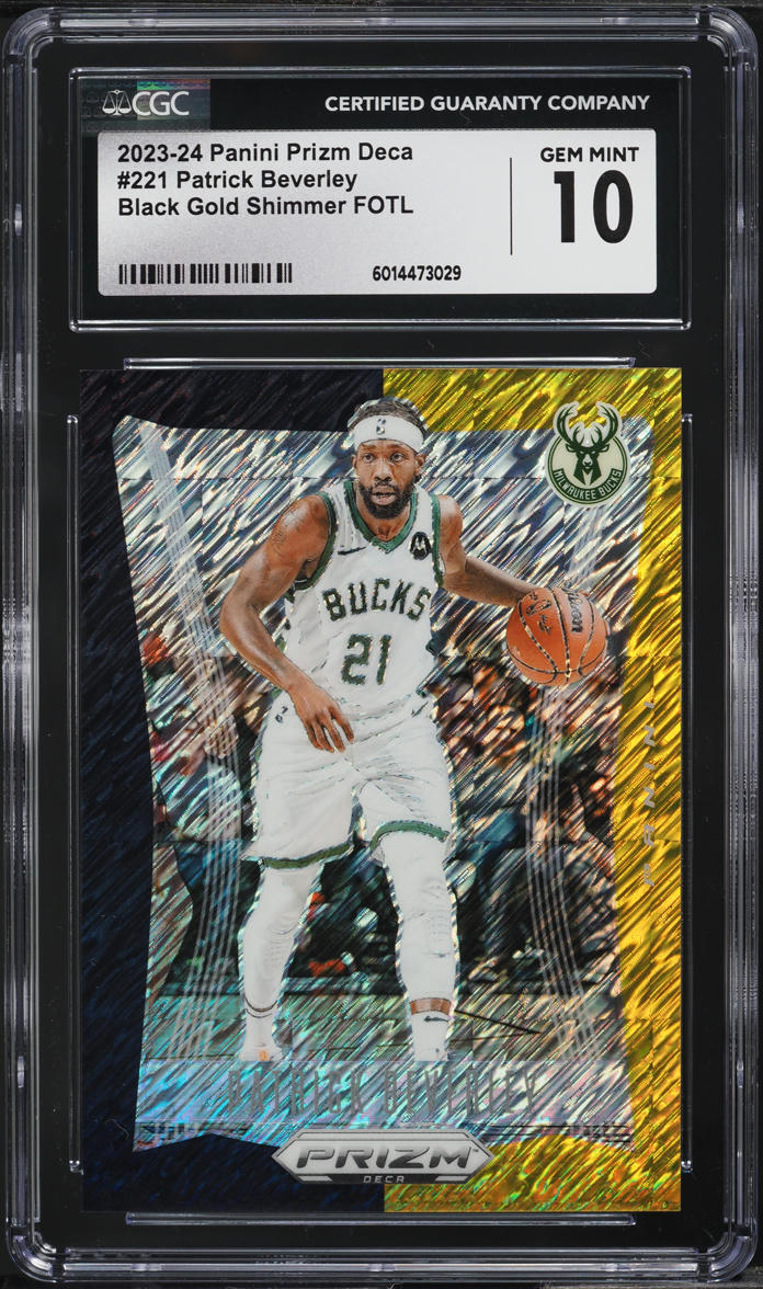 2023 Panini Prizm Deca Black Gold Shimmer FOTL Patrick Beverley 8/8 CGC 10 GEM