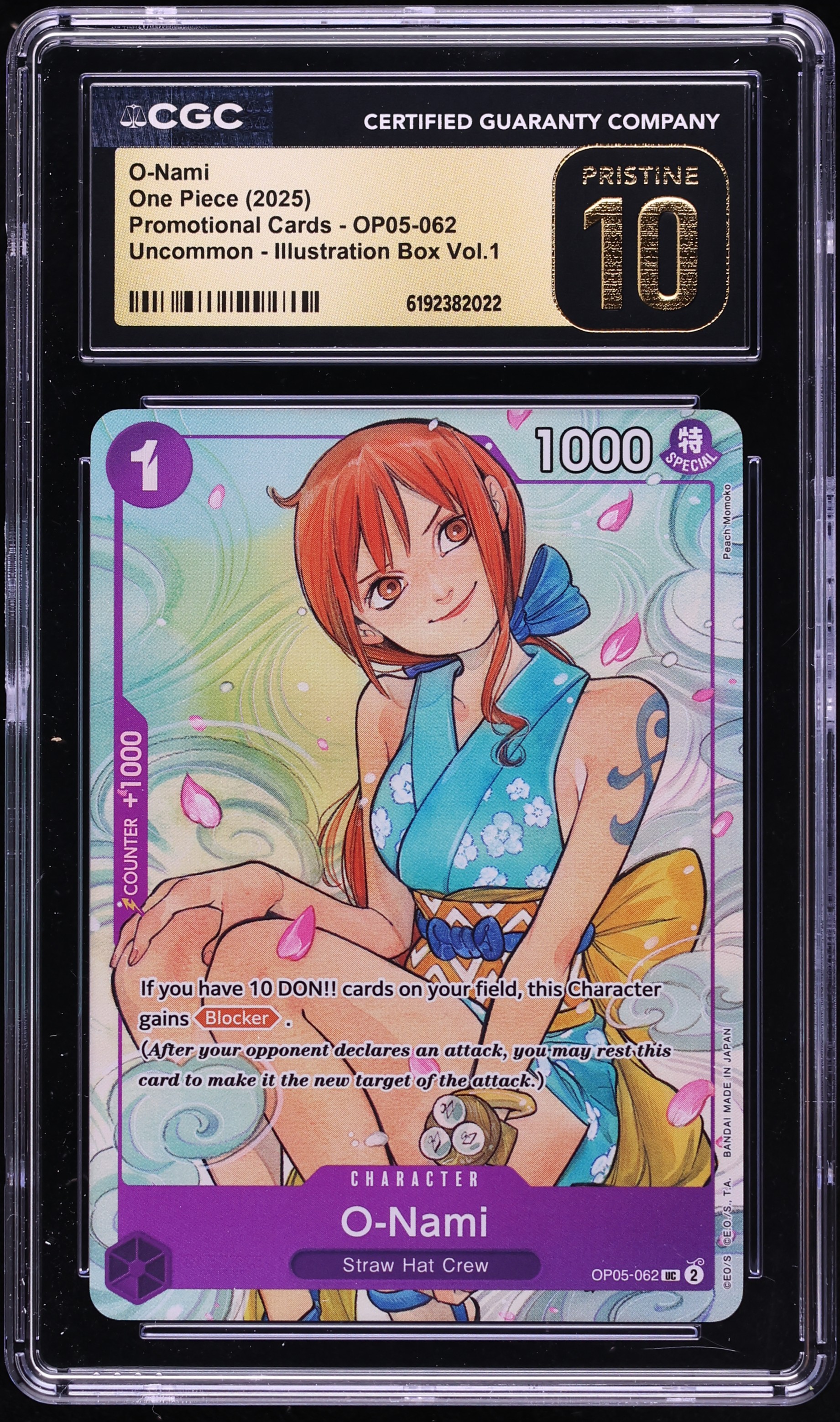 2025 One Piece Promo Illustration Box Vol.1 Alt Art O-Nami #OP05-062 CGC 10 PRISTINE