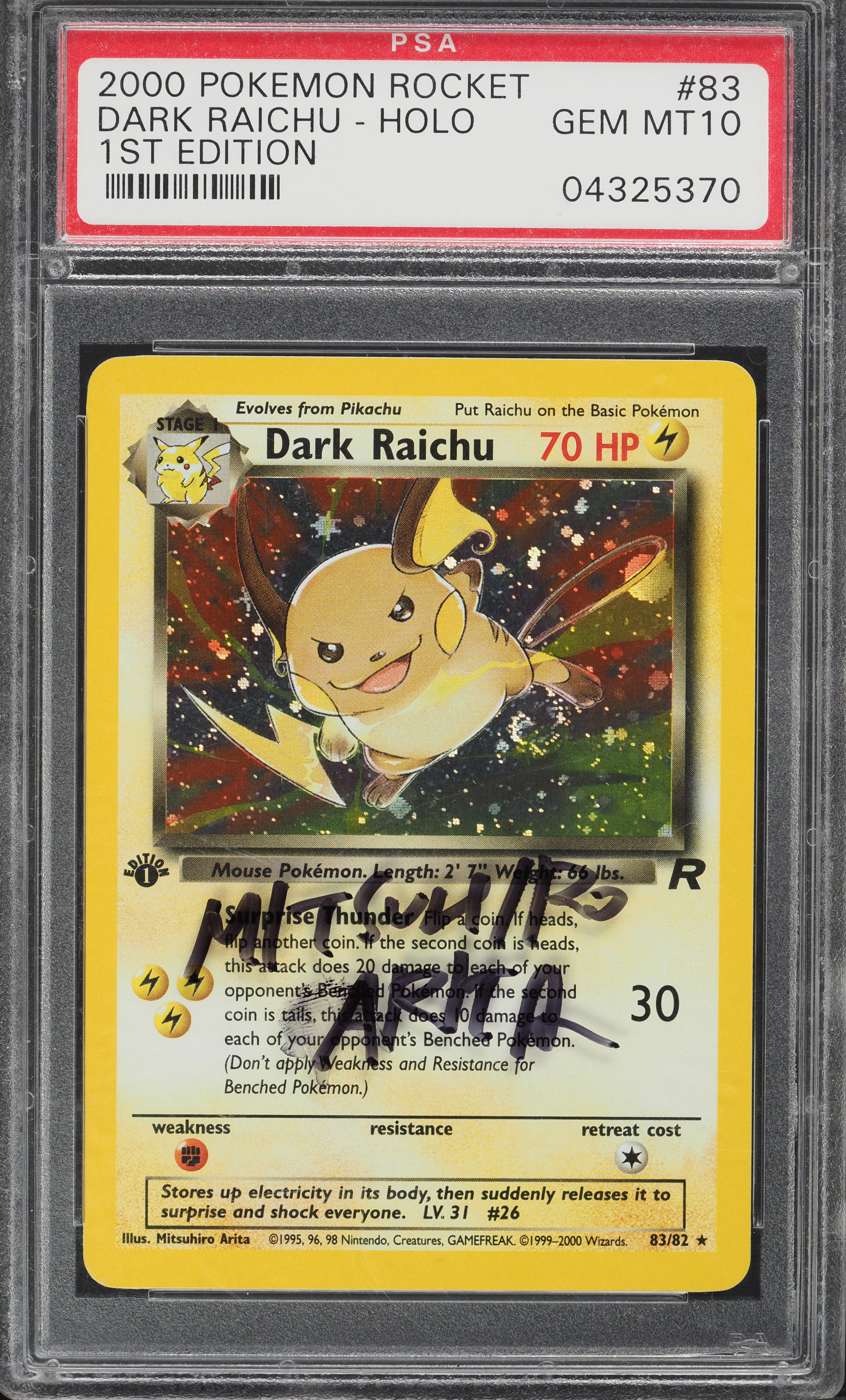 2000 Pokemon Team Rocket 1st Edition Holo Dark Raichu #83 PSA 10 GEM MINT