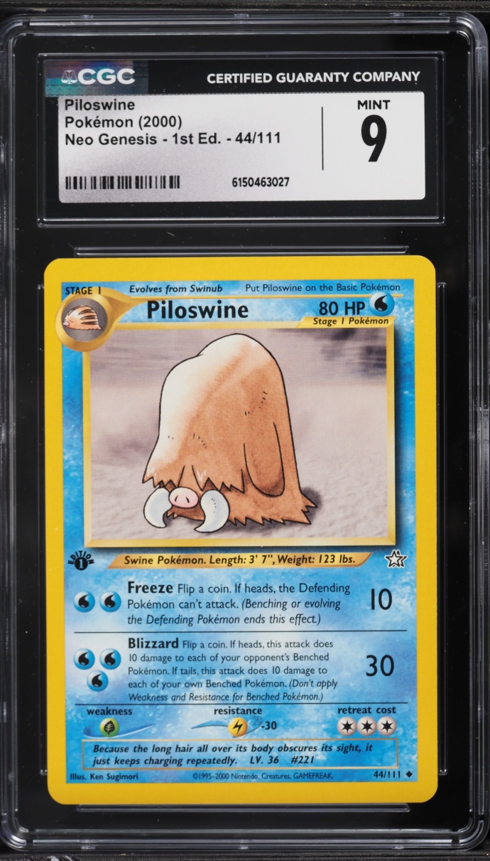 2000 Pokemon Neo Genesis 1st Edition Piloswine #44 CGC 9 MINT