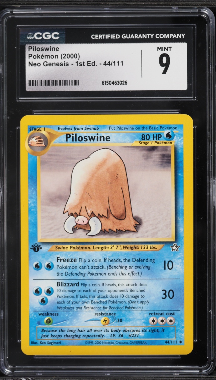 2000 Pokemon Neo Genesis 1st Edition Piloswine #44 CGC 9 MINT