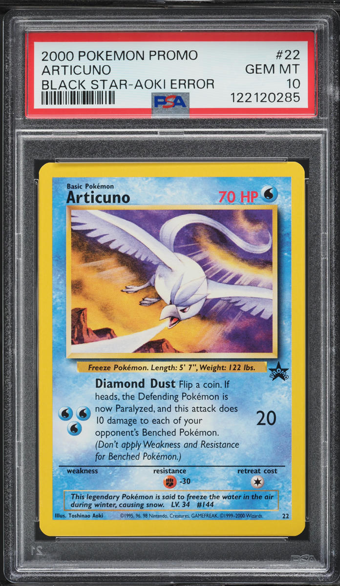2000 Pokemon Black Star Promo Aoki Error Articuno #22 PSA 10 GEM MINT