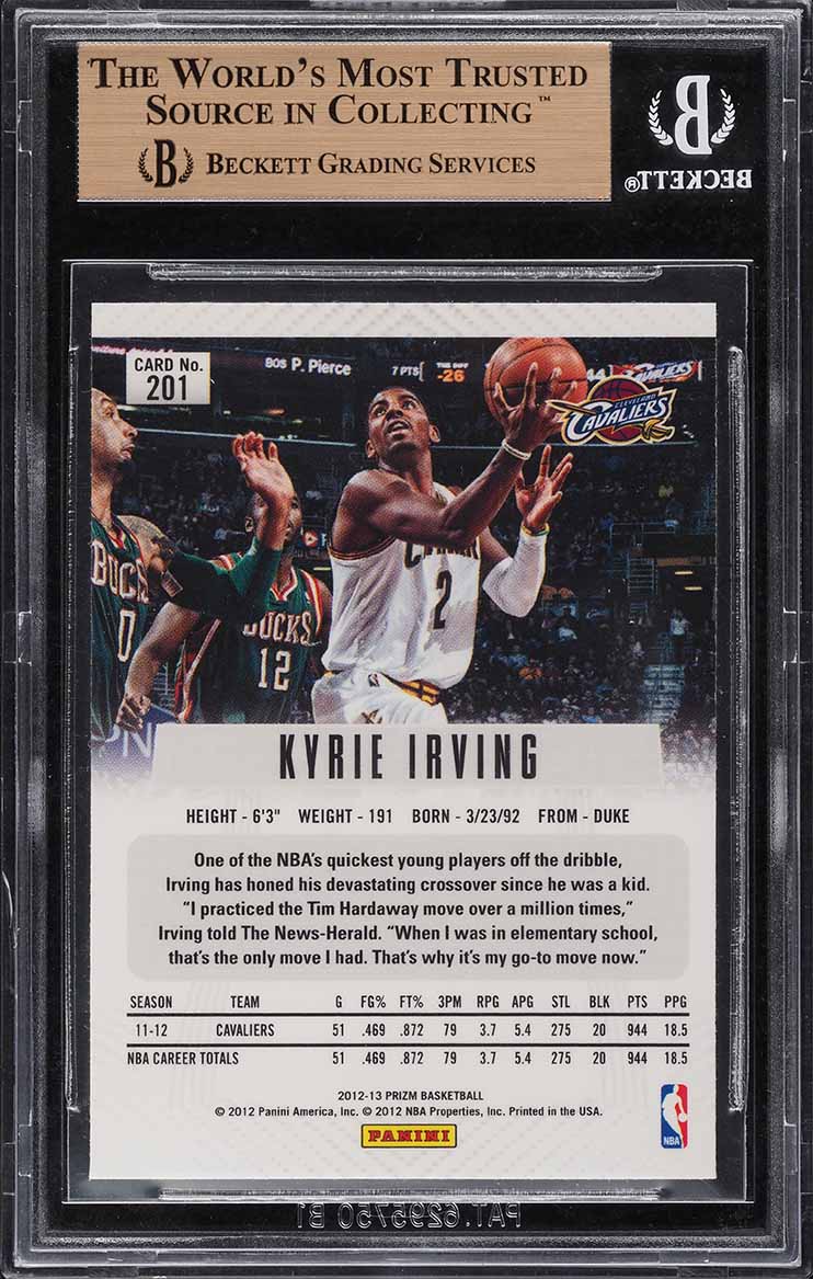 2012 Panini Prizm Silver Kyrie Irving ROOKIE #201 BGS 10 PRISTINE - Photo 2