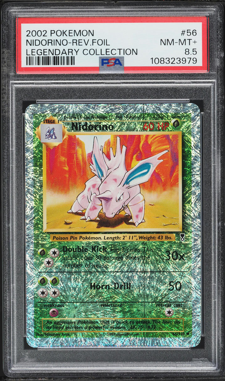 2002 Pokemon Legendary Collection Reverse Holo Nidorino #56 PSA 8.5 NM-MT+