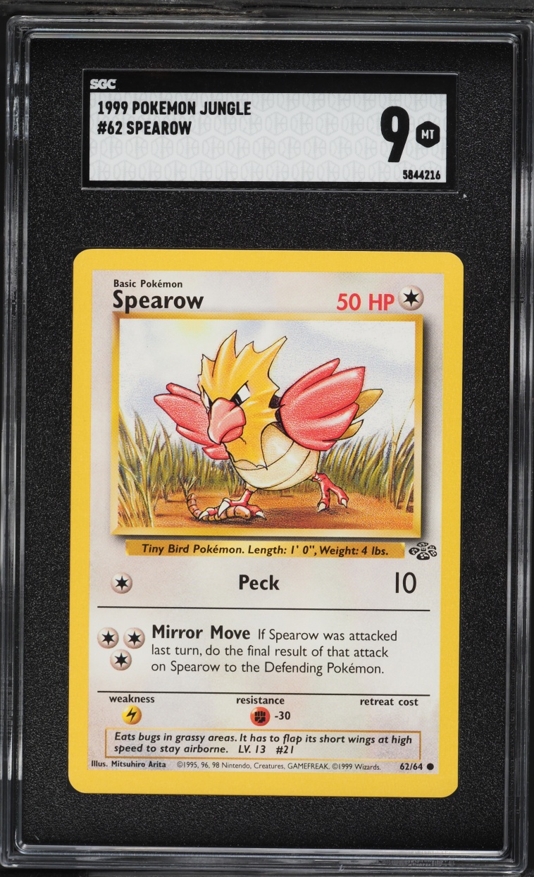 1999 Pokemon Jungle Spearow #62 SGC 9 MINT