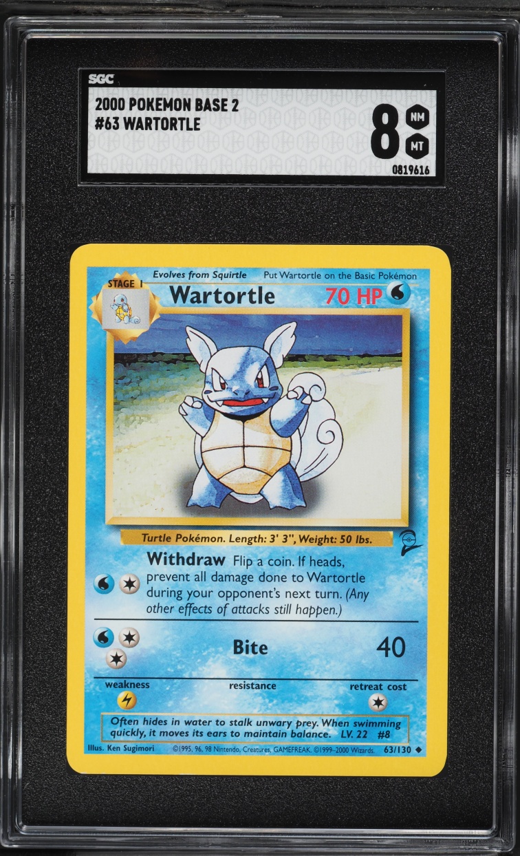 2000 Pokemon Base Set 2 Wartortle #63 SGC 8 NM-MT