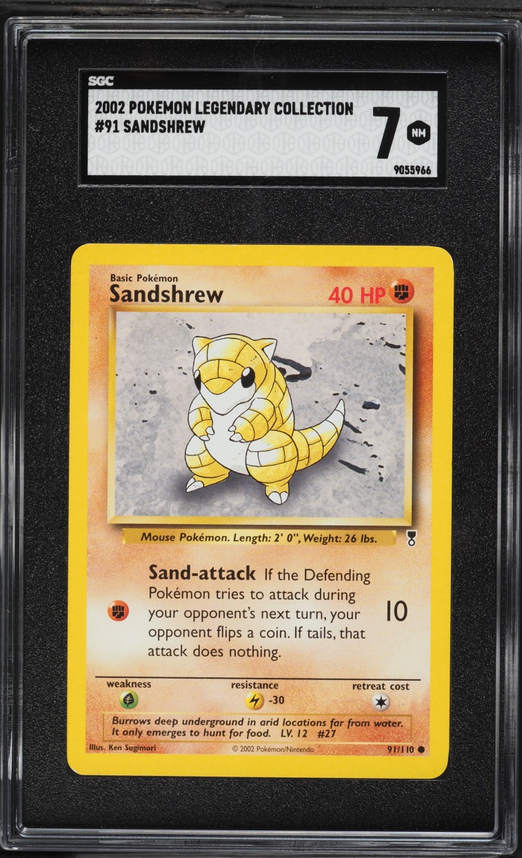2002 Pokemon Legendary Collection Sandshrew #91 SGC 7 NRMT