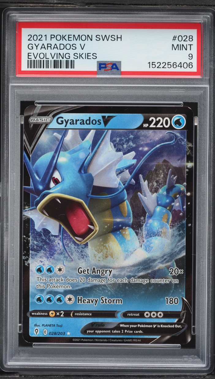2021 Pokemon Sword & Shield Evolving Skies Holo Gyarados V #28 PSA 9 MINT
