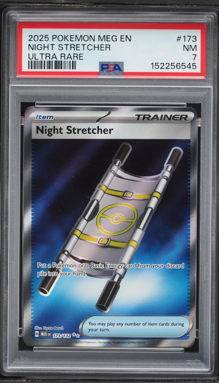 2025 Pokemon Mega Evolution Full Art Night Stretcher #173 PSA 7 NRMT