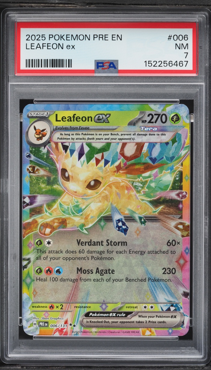 2025 Pokemon Scarlet & Violet Prismatic Evolutions Holo Leafeon EX #6 PSA 7 NRMT