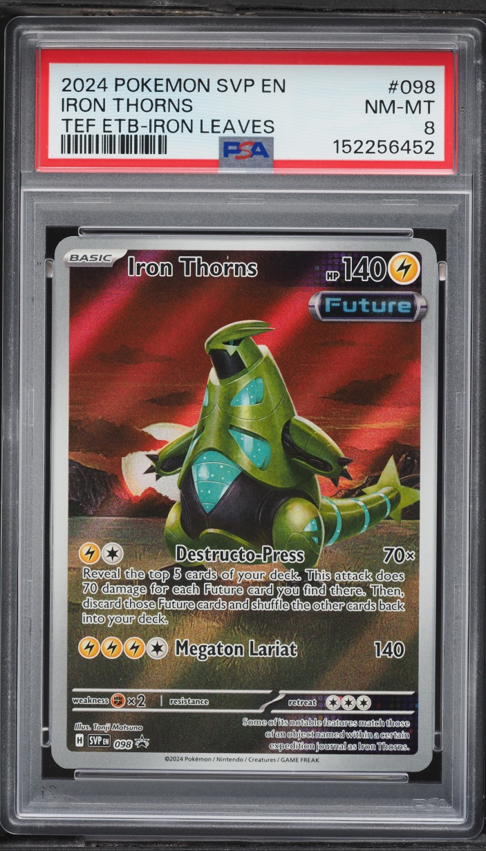 2024 Pokemon Scarlet & Violet Promo Temporal Forces ETB Full Art Iron Thorns #98 PSA 8 NM-MT