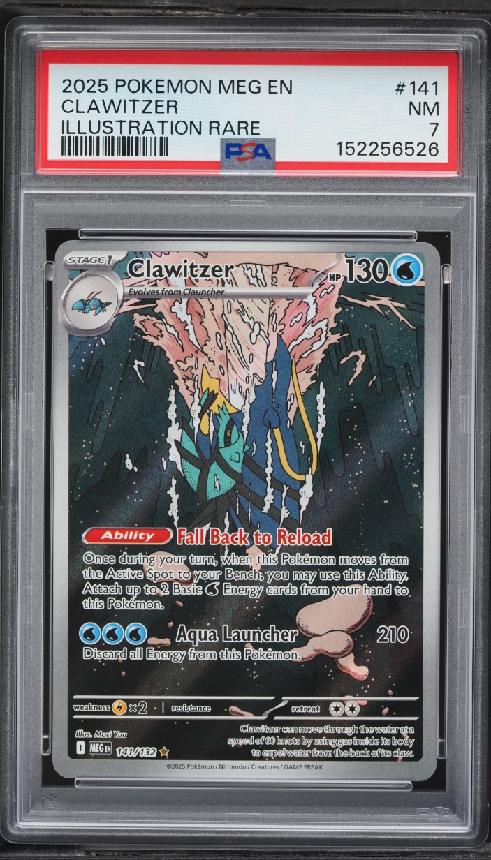 2025 Pokemon Mega Evolution IR Clawitzer #141 PSA 7 NRMT