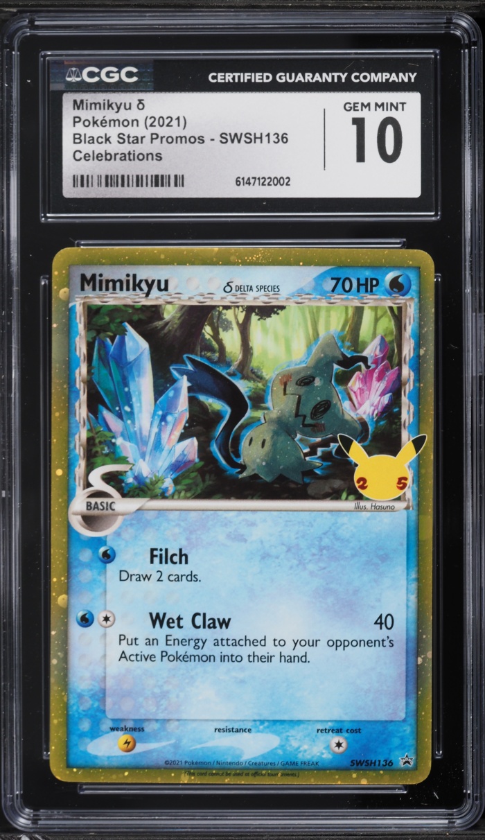 2021 Pokemon Sword & Shield Black Star Promo Celebrations Holo Mimikyu #SWSH136 CGC 10 GEM MINT