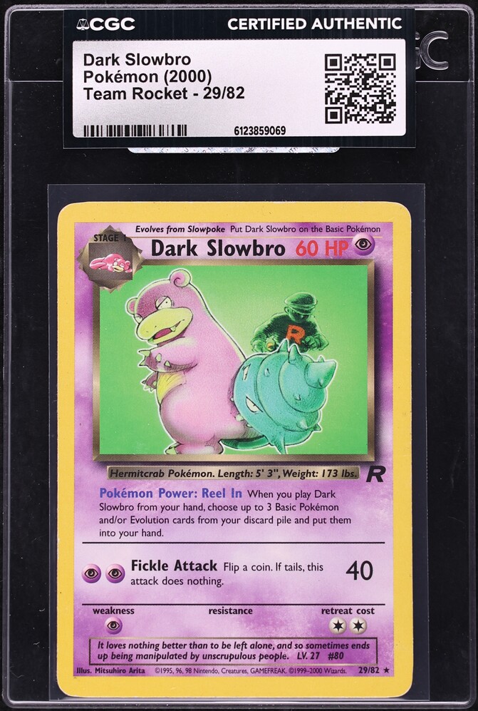 2000 Pokemon Team Rocket Dark Slowbro #29 CGC AUTH