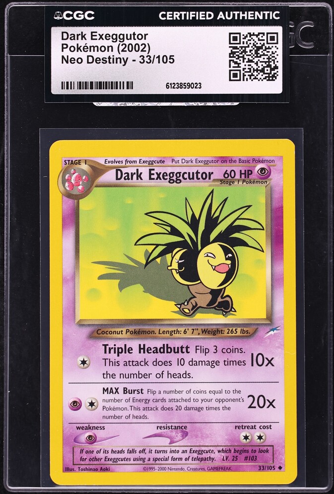 2002 Pokemon Neo Destiny Dark Exeggutor #33 CGC AUTH