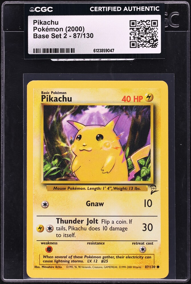 2000 Pokemon Base Set 2 Pikachu #87 CGC AUTH