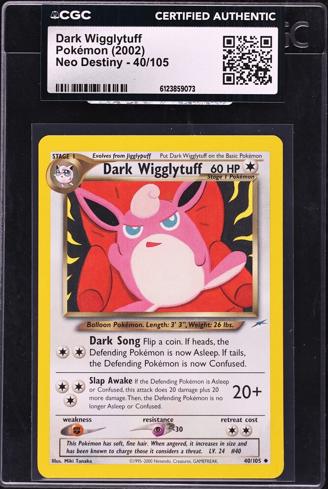 2002 Pokemon Neo Destiny Dark Wigglytuff #40 CGC AUTH