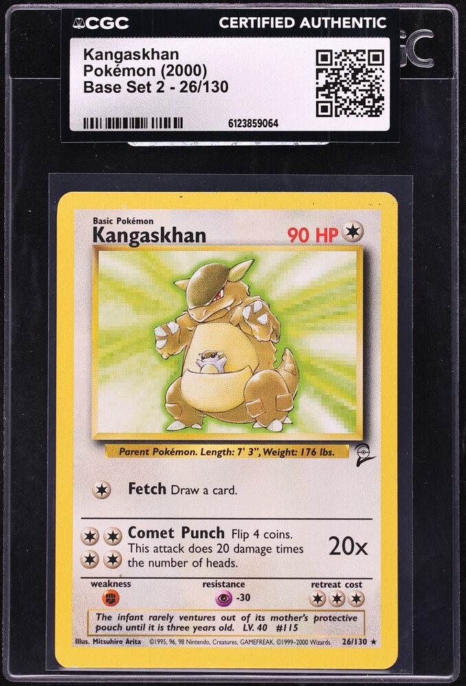 2000 Pokemon Base Set 2 Kangaskhan #26 CGC AUTH