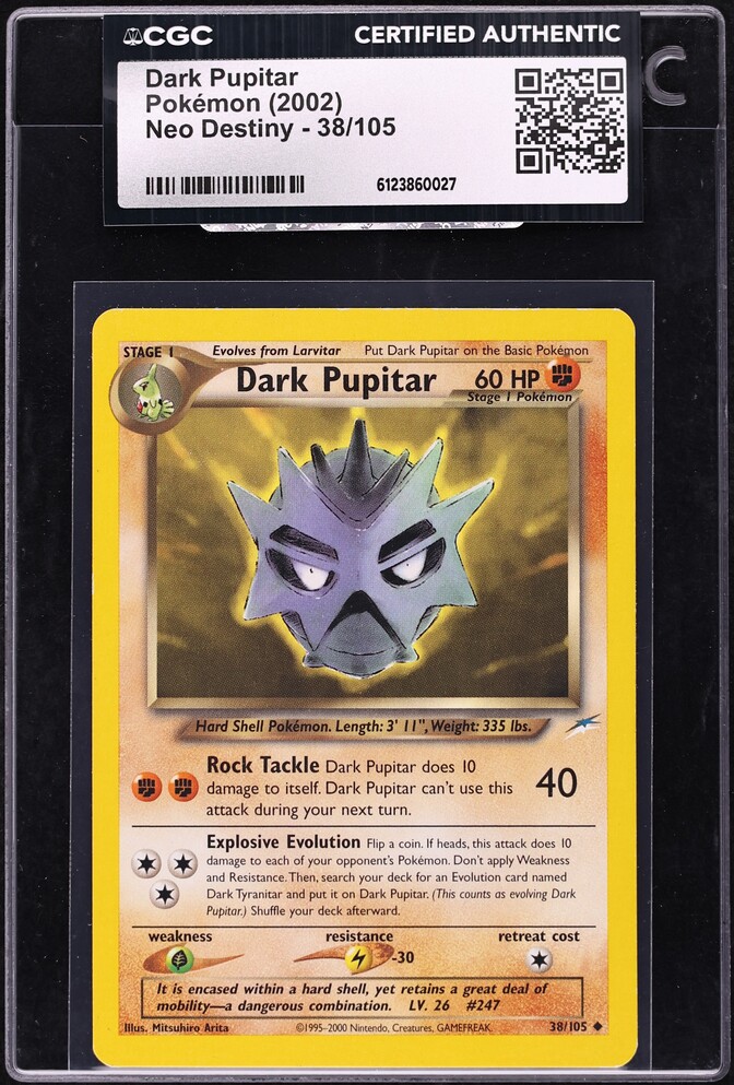 2002 Pokemon Neo Destiny Dark Pupitar #38 CGC AUTH