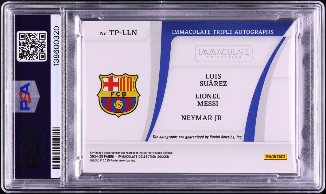 2024 Immaculate Collection Triple Gold Luis Suarez Lionel Messi Neymar Jr. AUTO /5 PSA 9 MINT