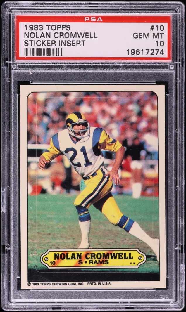 1983 Topps Sticker Insert Nolan Cromwell #10 PSA 10 GEM MINT