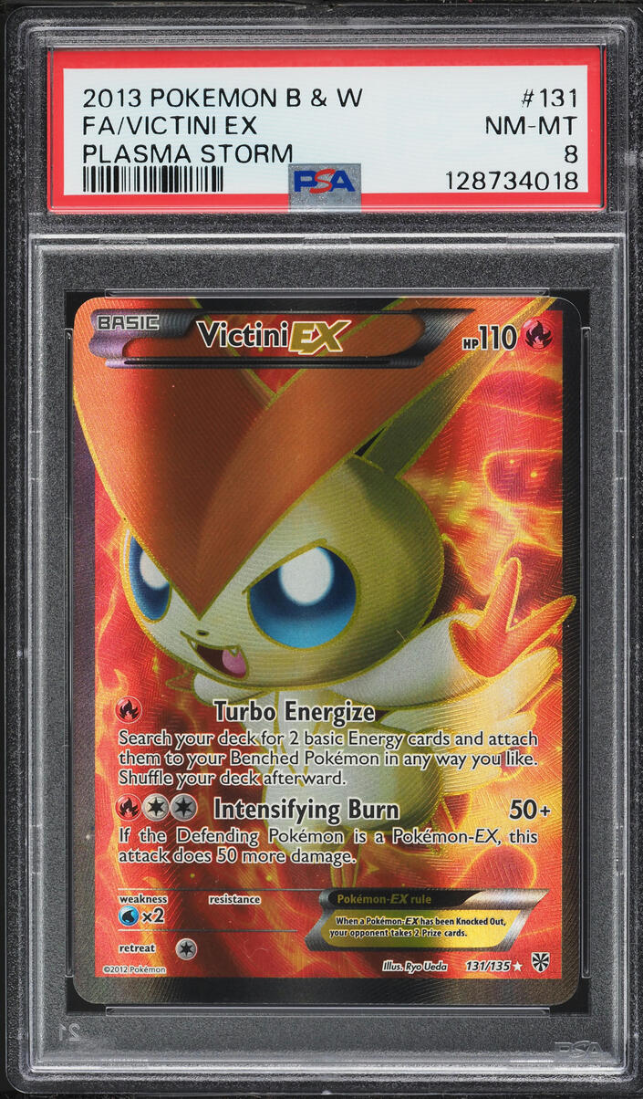 2013 Pokemon Black & White Plasma Storm Full Art Victini EX #131 PSA 8 NM-MT