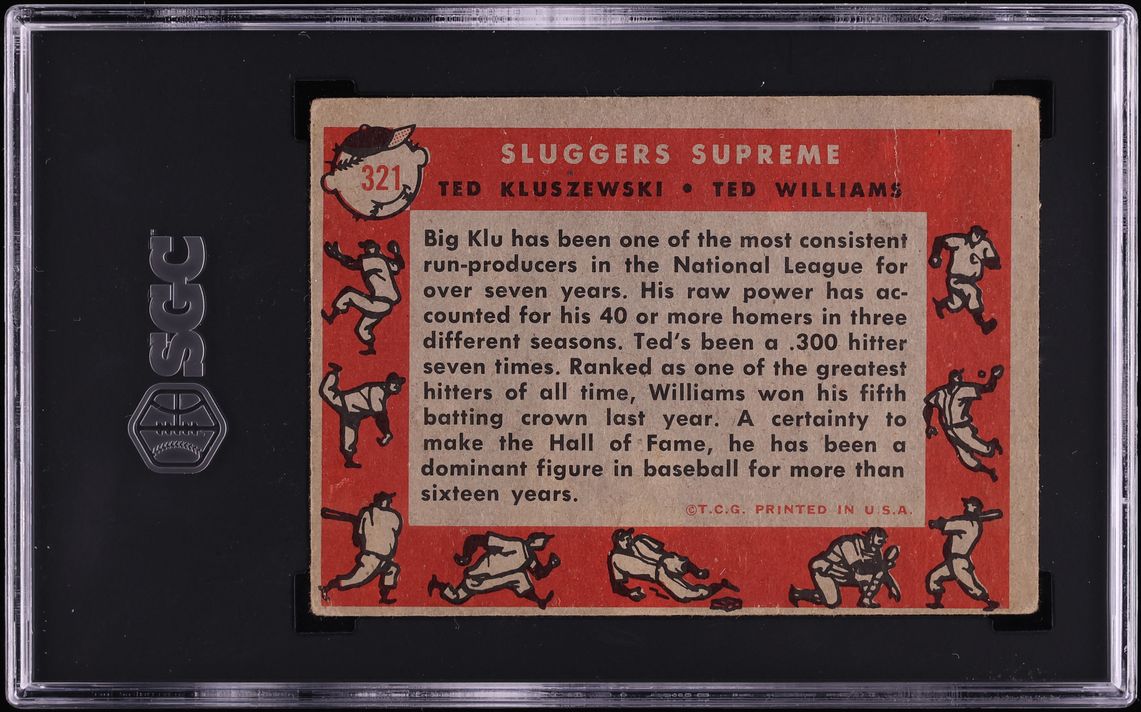 1958 Topps Sluggers Supreme Ted Kluszewski & Ted Williams #321 SGC 1.5 FR