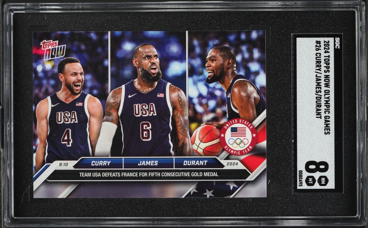 2024 Topps Now Olympic Games Stephen Curry LeBron James Kevin Durant #26 SGC 8