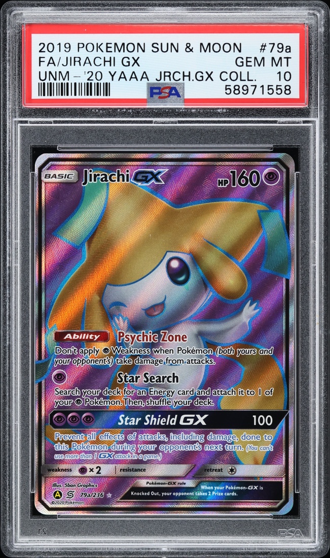 2019 Pokemon Sun & Moon Unified Minds Full Art Jirachi GX #79a PSA 10 GEM MINT