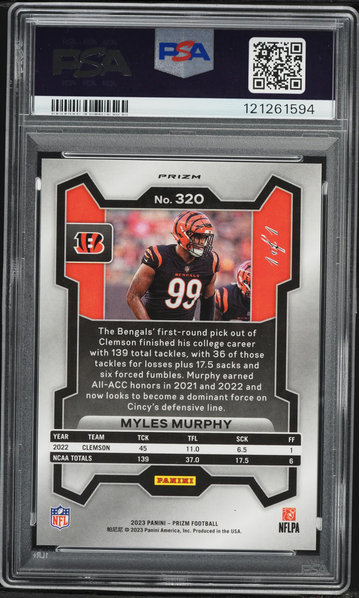 2023 Panini Prizm Black Finite Myles Murphy ROOKIE 1/1 #320 PSA 9 MINT