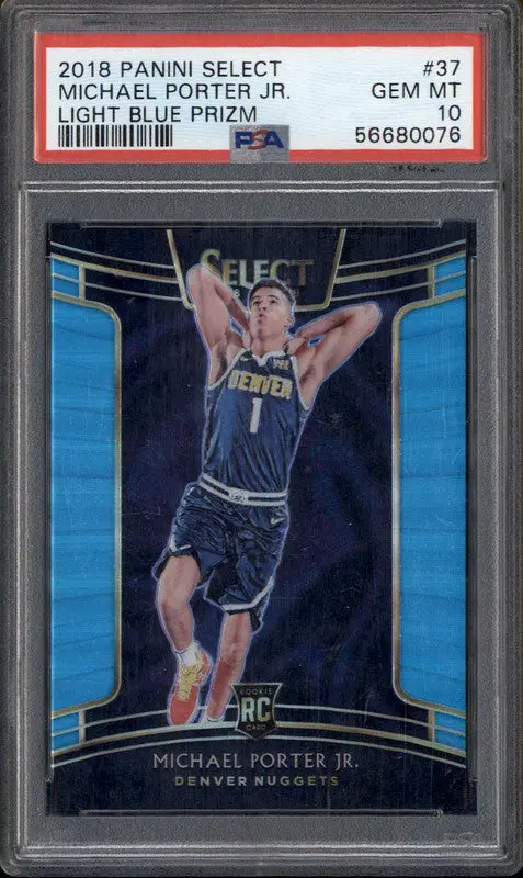 2018 Panini Select Light Blue Prizm #37 Michael Porter Jr