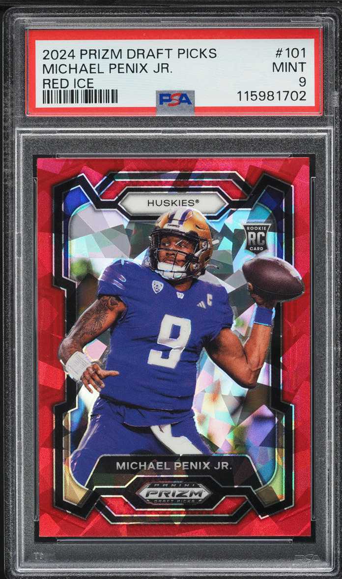 2024 Panini Prizm Draft Picks Red Ice Michael Penix Jr. ROOKIE #101 PSA 9 MINT