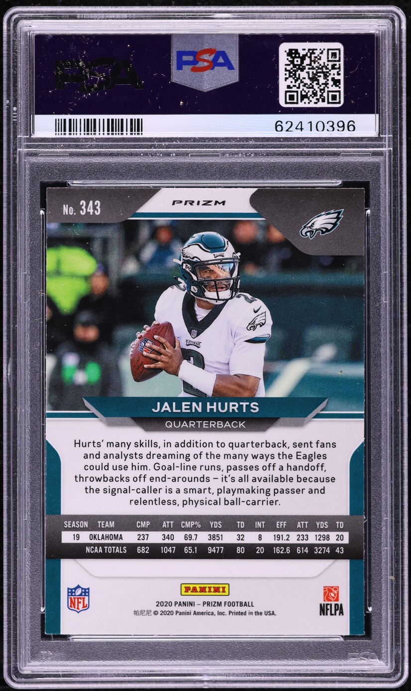 2020 Panini Prizm Disco Jalen Hurts ROOKIE #343 PSA 10 GEM MINT