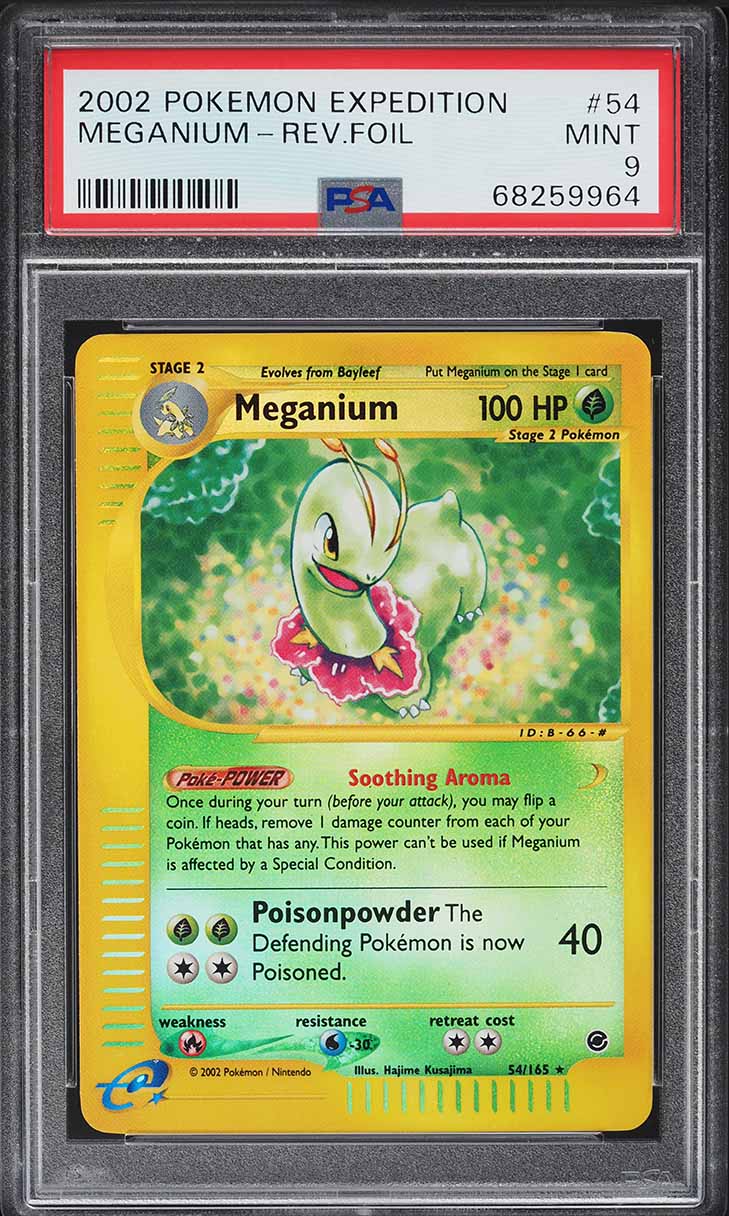 2002 Pokemon Expedition Reverse Holo Meganium #54 PSA 9 MINT