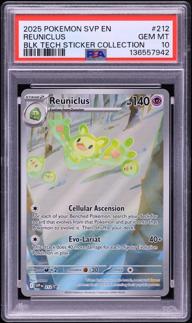 2025 Pokemon SV Promo Black Bolt Tech Sticker Full Art Reuniclus #212 PSA 10 GEM MINT