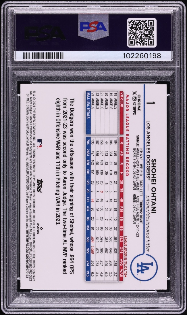 2024 Topps Chrome Logofractor Edition Blue Refractor Shohei Ohtani /150 #1 PSA 10 GEM MINT