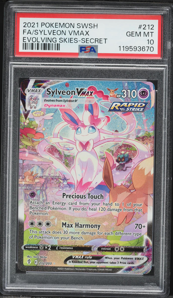 2021 Pokemon Sword & Shield Evolving Skies Full Art Sylveon VMAX #212 PSA 10 GEM MINT