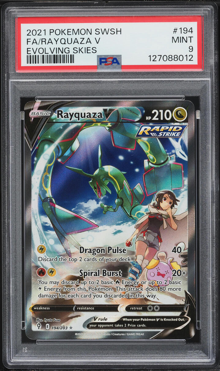 2021 Pokemon Sword & Shield Evolving Skies CHR Rayquaza V #194 PSA 9 MINT