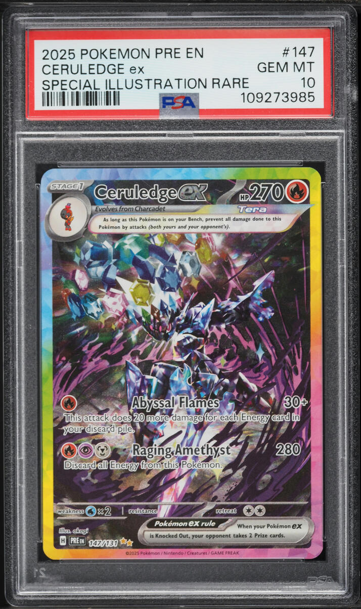 2025 Pokemon Scarlet & Violet Prismatic Evolutions SIR Ceruledge ex #147 PSA 10 GEM MINT