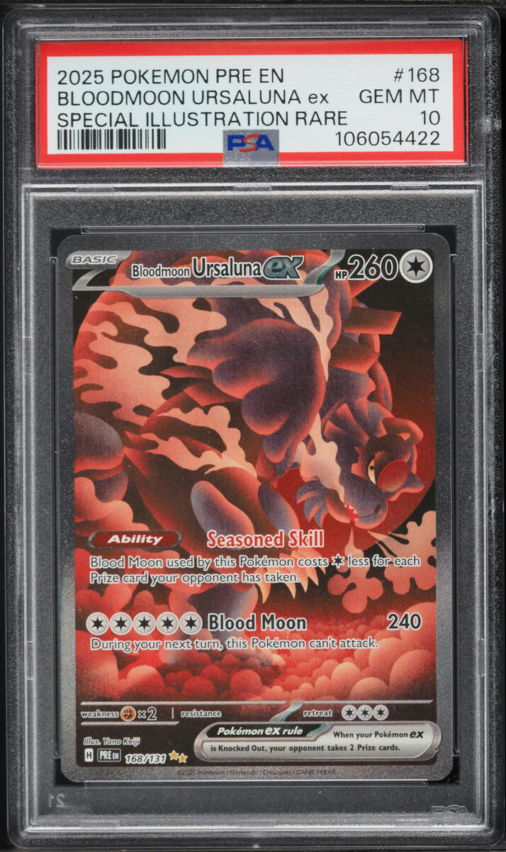 2025 Pokemon SV Prismatic Evolutions SIR Bloodmoon Ursaluna ex #168 PSA 10 GEM MINT