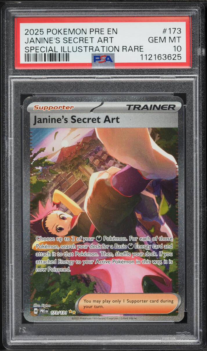 2025 Pokemon Scarlet & Violet Prismatic Evolutions SIR Janine's Secret Art #173 PSA 10 GEM MINT
